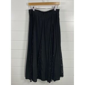 Milako Skirt Womens Large Black Lace Panel Boho Whimsigoth Romantic Maxi High